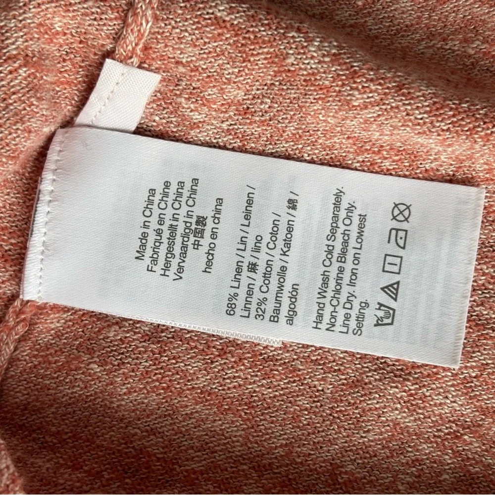 J.Crew Heathered Salmon Linen Cotton Crewneck Raglan Sweater Mens L Preppy